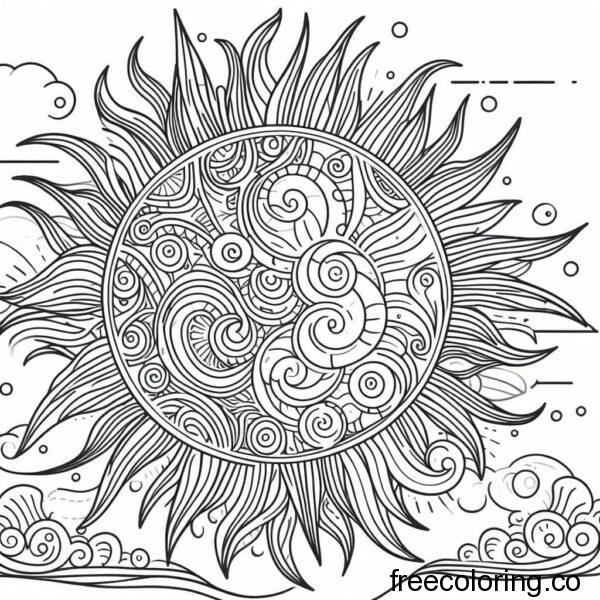 sun with detailled lines