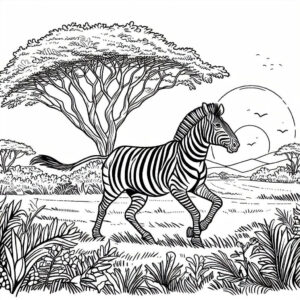 zebra walking near trees and plants