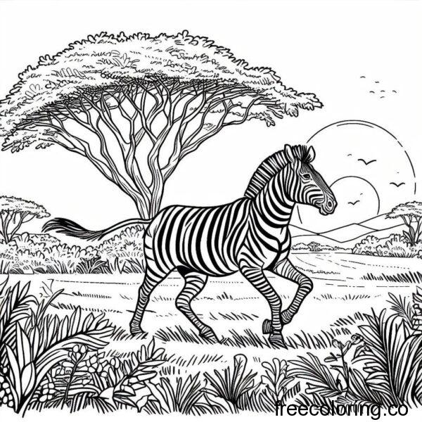 zebra walking near trees and plants