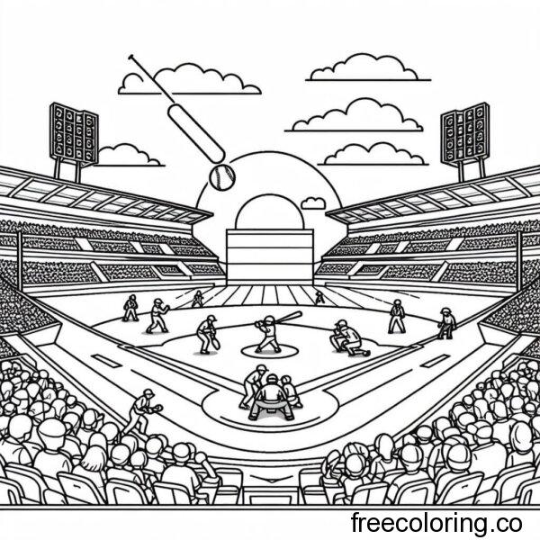 baseball game in a stadium coloring page (4)