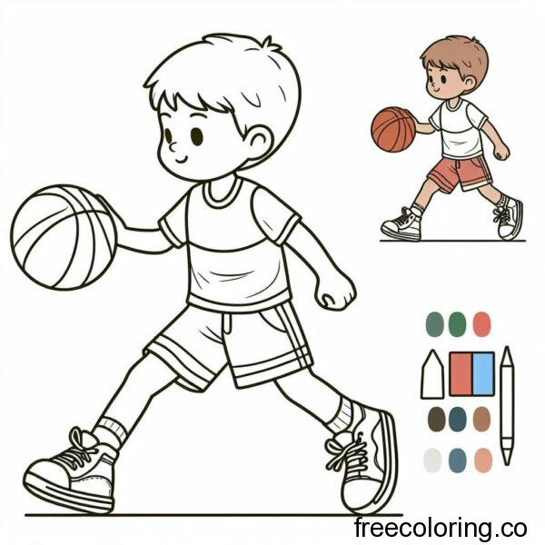 boy playing basketball game coloring page (2)