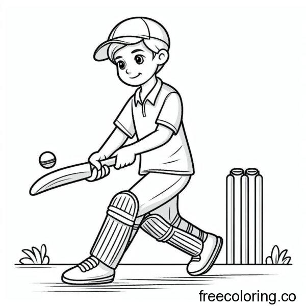 boy playing cricket coloring page (1)