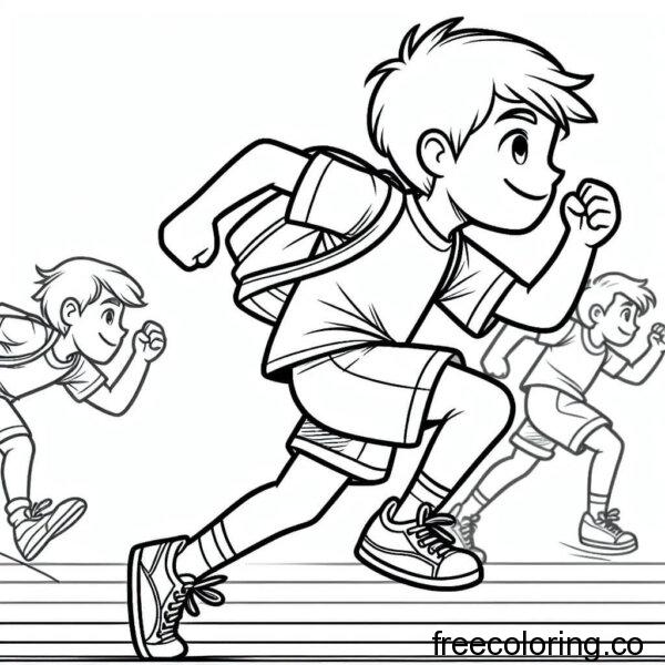 boy running outdoors coloring page (2)
