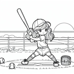 girl playing baseball free coloring page (2)