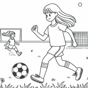 girl playing football soccer coloring page (1)