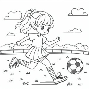 girl playing football soccer coloring page (2)