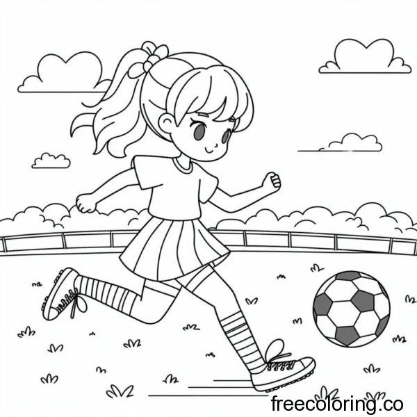 girl playing football soccer coloring page (2)