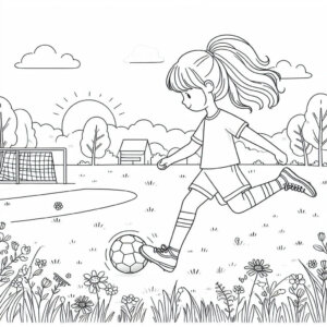 girl playing football soccer coloring page (3)