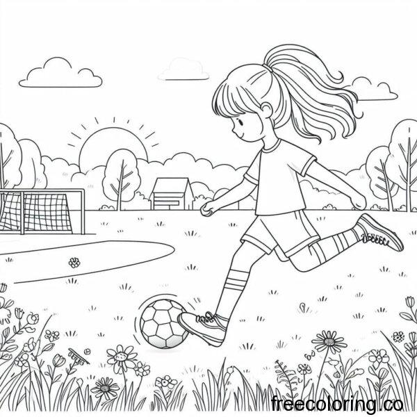 girl playing football soccer coloring page (3)