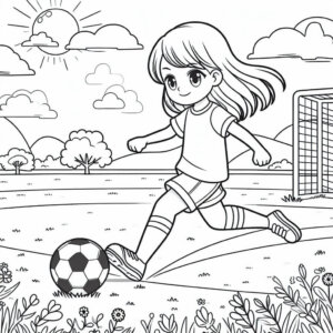 girl playing football soccer coloring page (4)