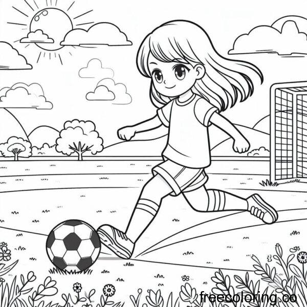 girl playing football soccer coloring page (4)