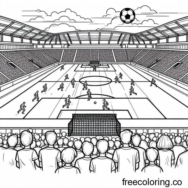 soccer football match in a stadium coloring page (1)