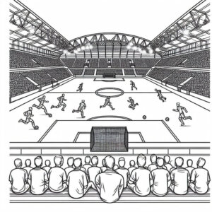 soccer football match in a stadium coloring page (2)