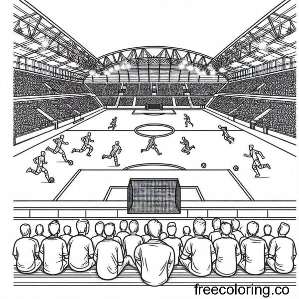soccer football match in a stadium coloring page (2)